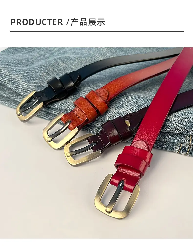 Women's Vintage Genuine Leather Belt with Japanese Square Buckle β feature 10