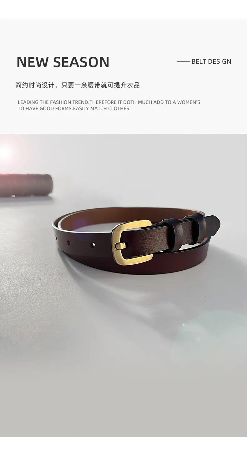 Women's Vintage Genuine Leather Belt with Japanese Square Buckle β feature 5