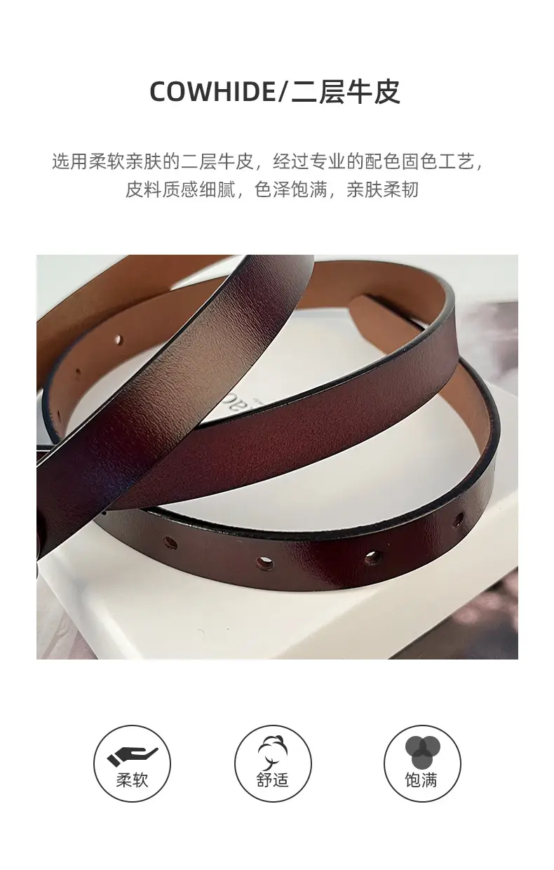 Women's Vintage Genuine Leather Belt with Japanese Square Buckle β feature 6