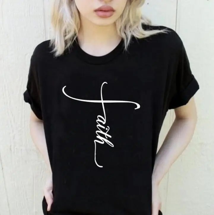 Faith Lettered Pink T-Shirt for Men Women Europe USA