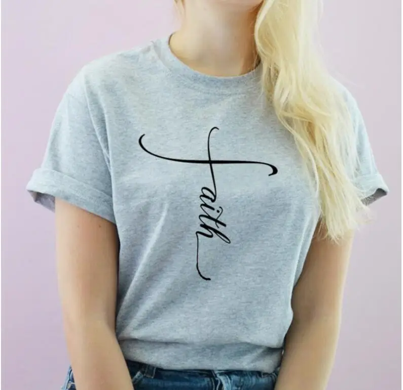 Faith Lettered Pink T-Shirt for Men Women Europe USA