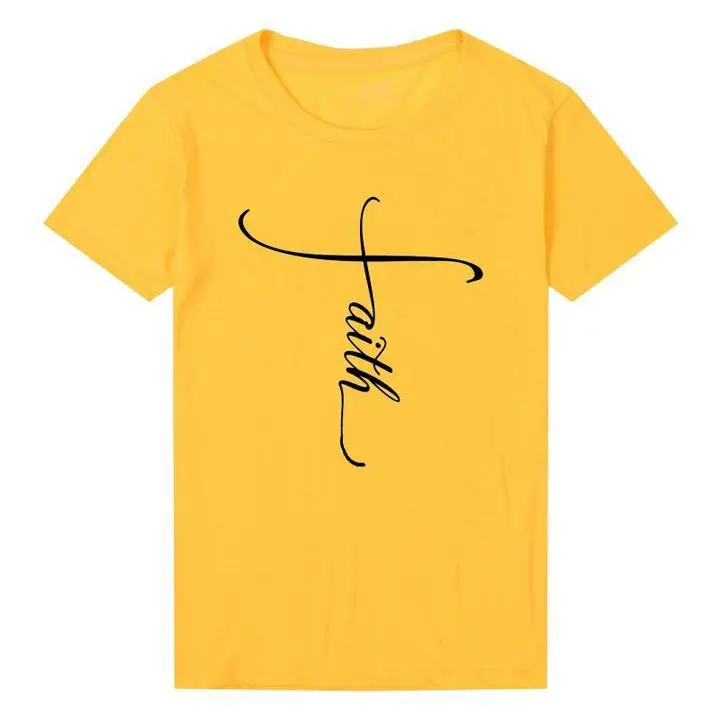 Faith Lettered Pink T-Shirt for Men Women Europe USA