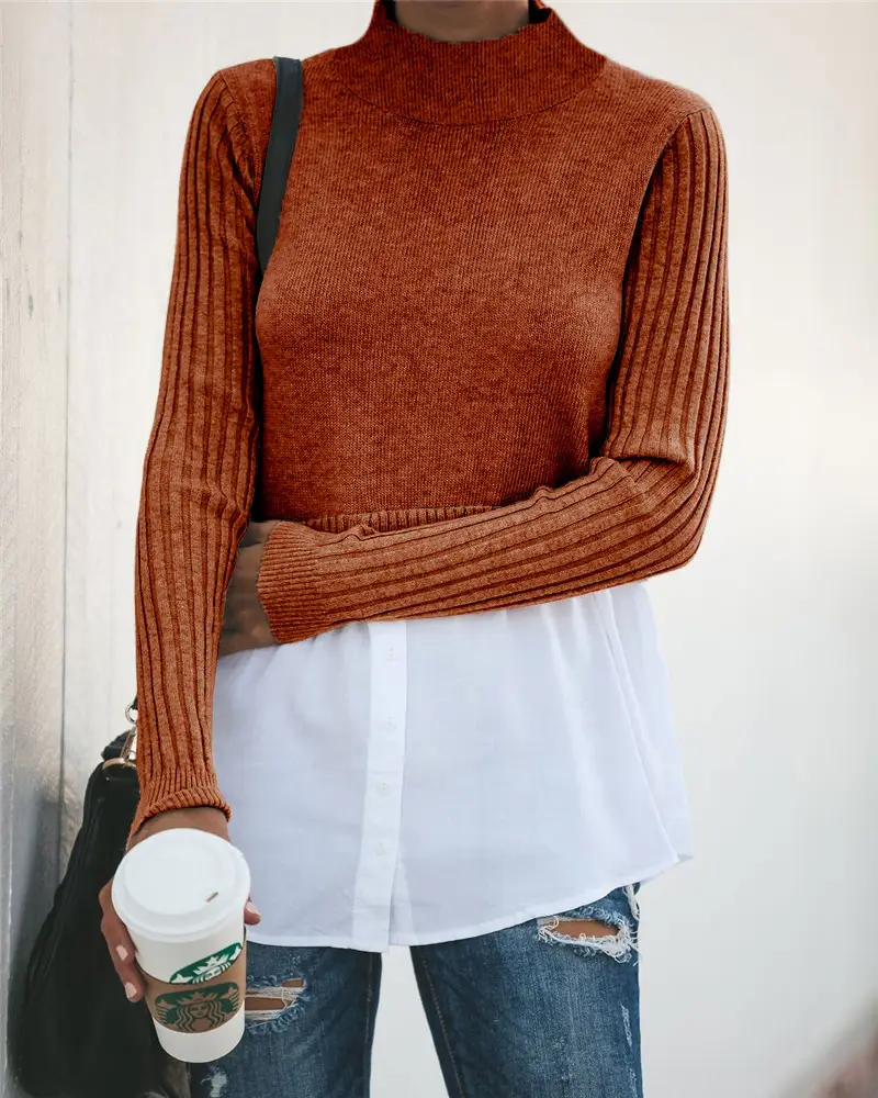 Blue Long Sleeve Button Sweater for Women