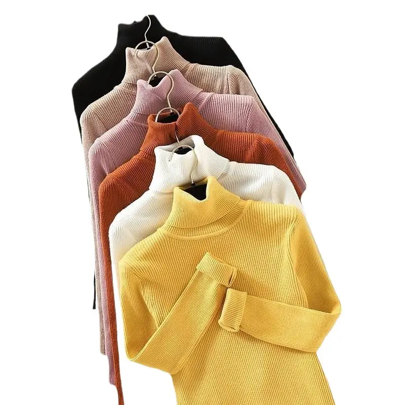 Women's Knit Fitted Pullover Sweater with Half-High Collar
