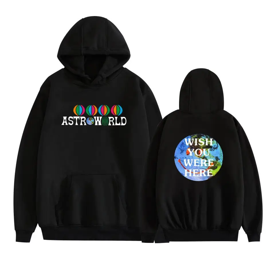 Men's Black Hooded Sweatshirt Set with Astron RLD & Wish You Were Here Design - Image 13