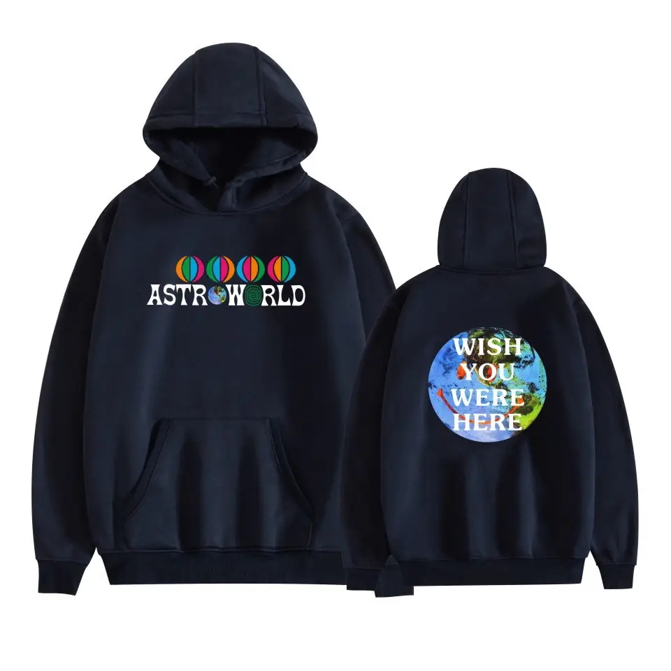 Men's Black Hooded Sweatshirt Set with Astron RLD & Wish You Were Here Design - Image 16