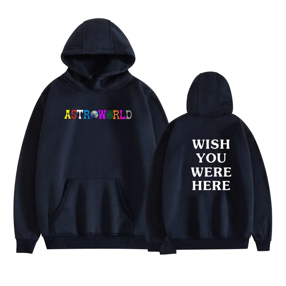 Men's Black Hooded Sweatshirt Set with Astron RLD & Wish You Were Here Design - Image 4