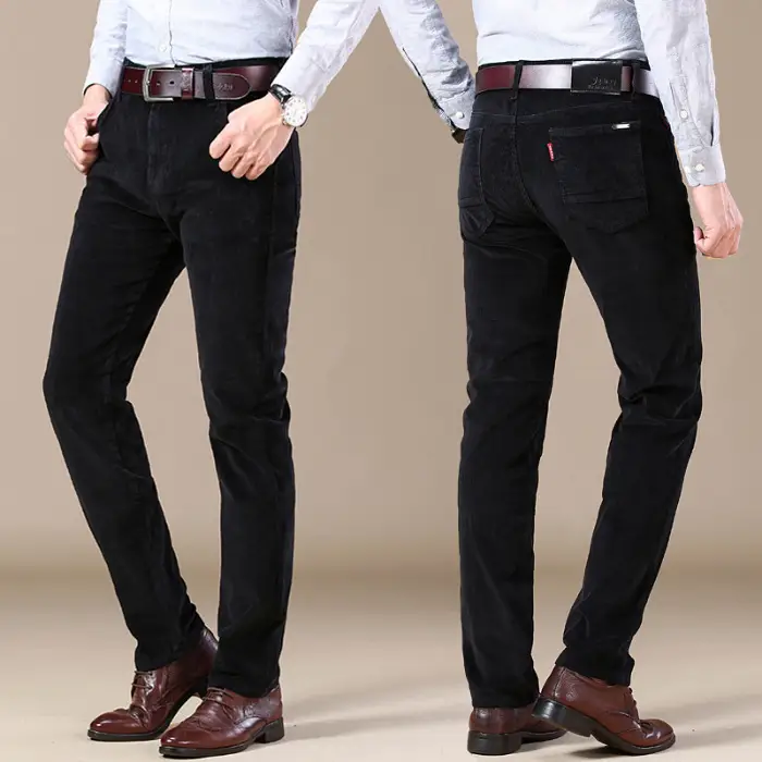 Middle-aged Brown Slim Fit Stretch Pants for Men