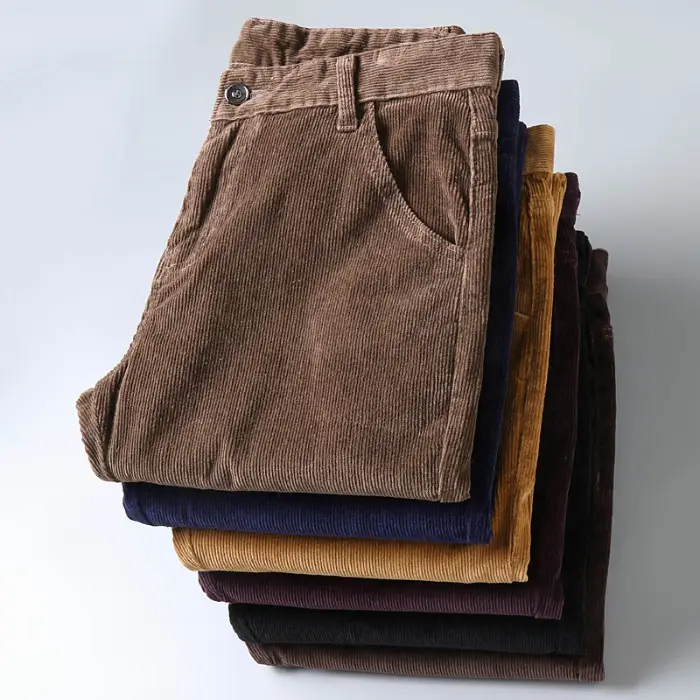 Middle-aged Brown Slim Fit Stretch Pants for Men