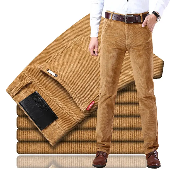 Middle-aged Brown Slim Fit Stretch Pants for Men