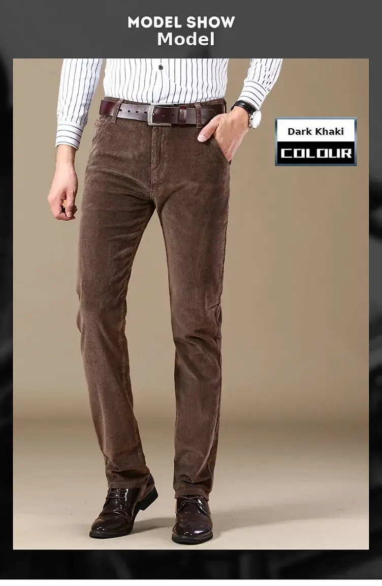 Middle-aged Brown Slim Fit Stretch Pants for Men — feature 10
