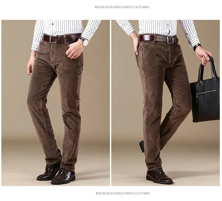 Middle-aged Brown Slim Fit Stretch Pants for Men — feature 11