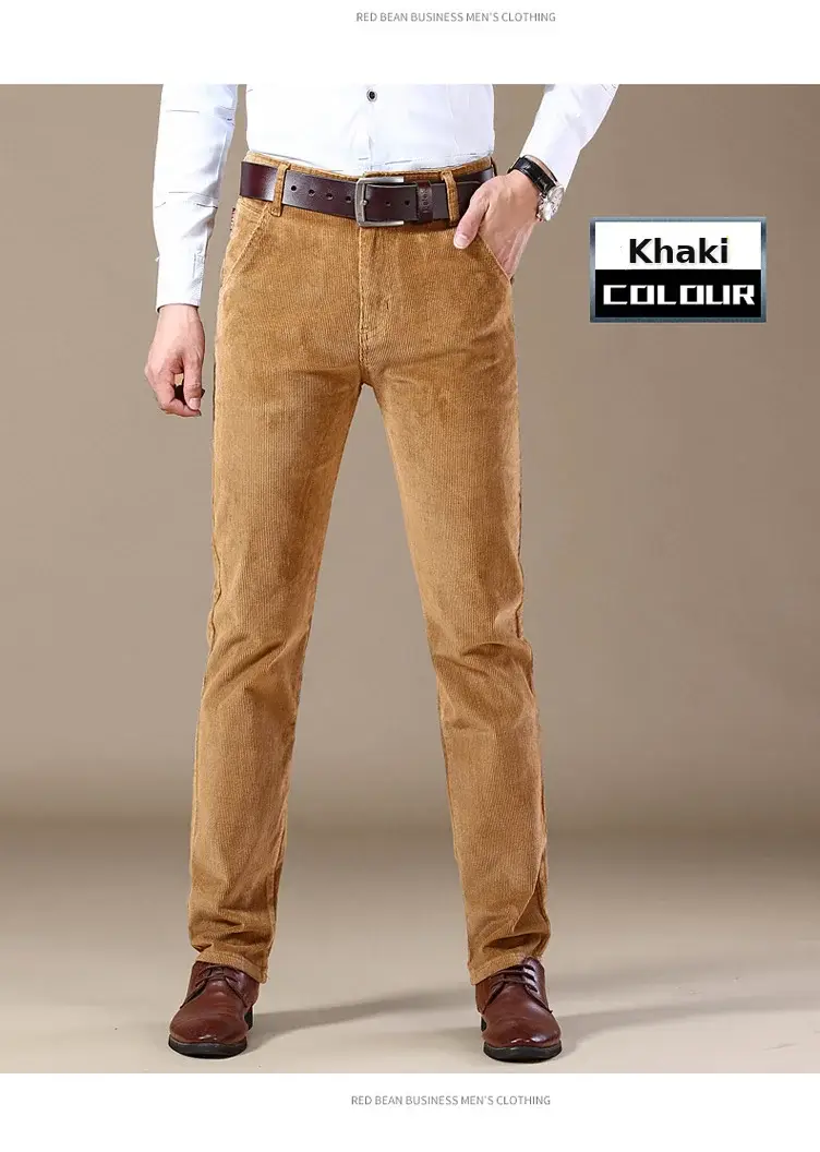 Middle-aged Brown Slim Fit Stretch Pants for Men — feature 13