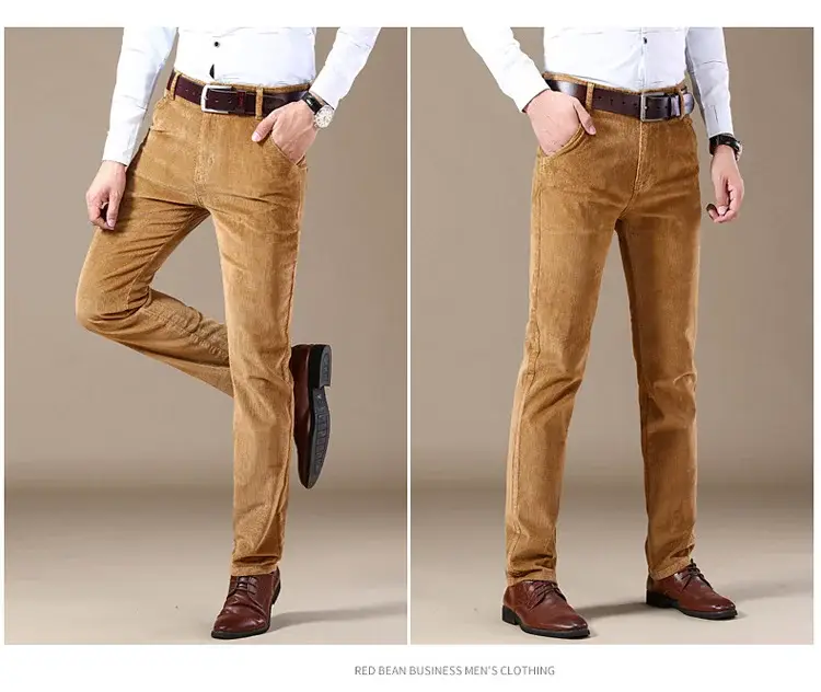 Middle-aged Brown Slim Fit Stretch Pants for Men — feature 14