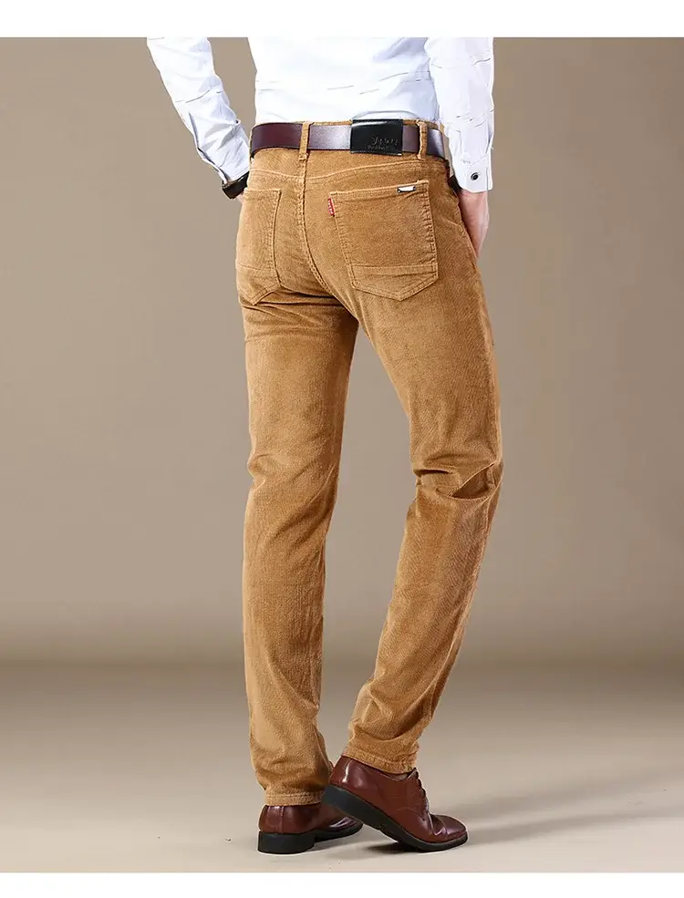 Middle-aged Brown Slim Fit Stretch Pants for Men — feature 15