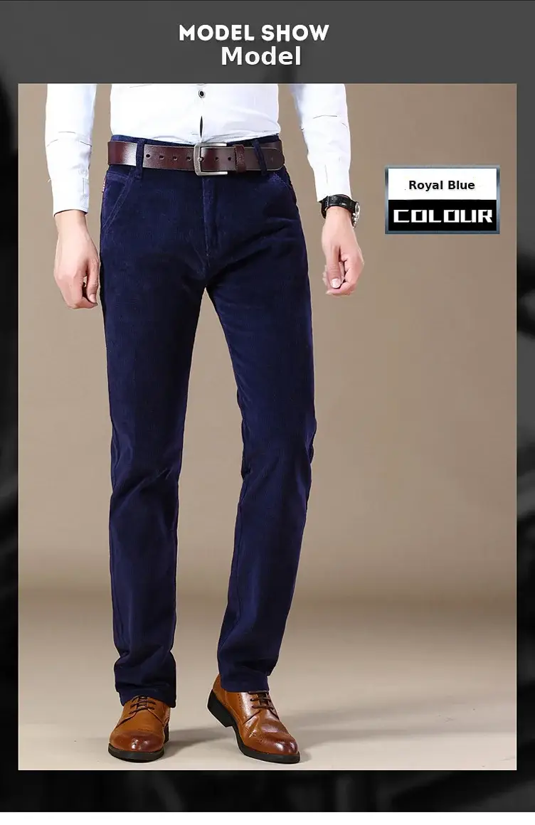 Middle-aged Brown Slim Fit Stretch Pants for Men — feature 16