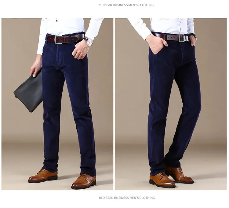 Middle-aged Brown Slim Fit Stretch Pants for Men — feature 17