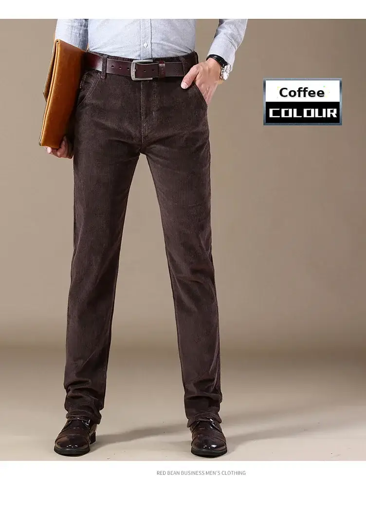 Middle-aged Brown Slim Fit Stretch Pants for Men — feature 19