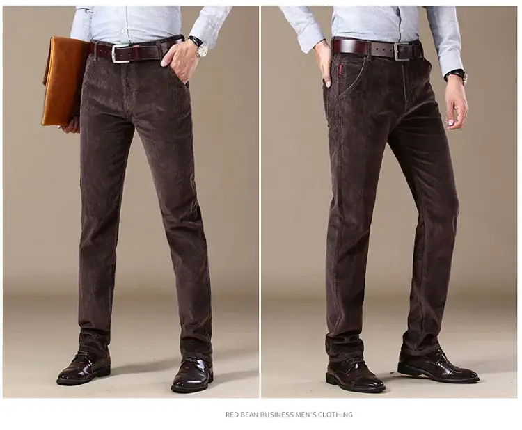 Middle-aged Brown Slim Fit Stretch Pants for Men — feature 20