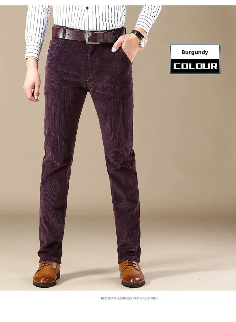 Middle-aged Brown Slim Fit Stretch Pants for Men — feature 25