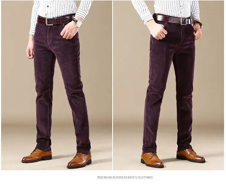 Middle-aged Brown Slim Fit Stretch Pants for Men — feature 26