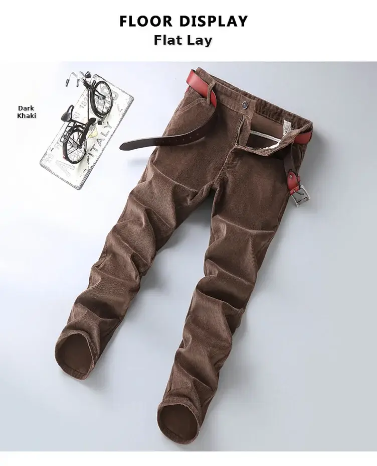 Middle-aged Brown Slim Fit Stretch Pants for Men — feature 28