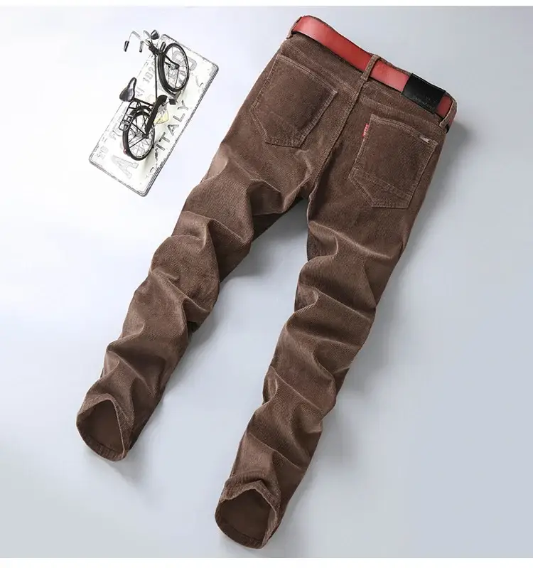 Middle-aged Brown Slim Fit Stretch Pants for Men — feature 29