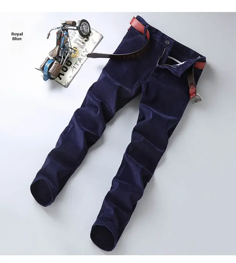 Middle-aged Brown Slim Fit Stretch Pants for Men — feature 32