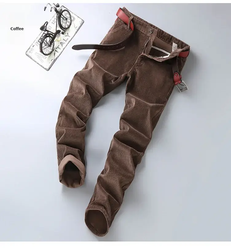 Middle-aged Brown Slim Fit Stretch Pants for Men — feature 34