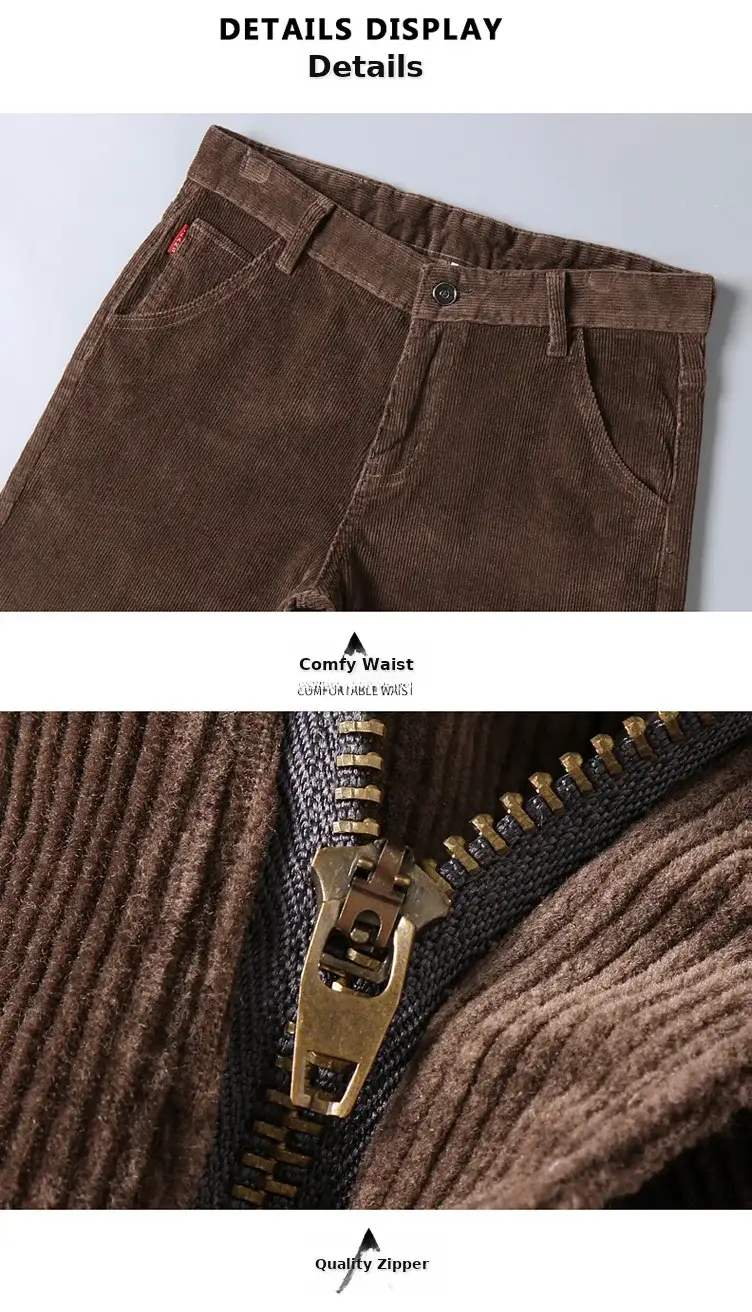 Middle-aged Brown Slim Fit Stretch Pants for Men — feature 40