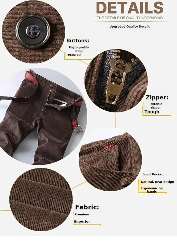 Middle-aged Brown Slim Fit Stretch Pants for Men — feature 6