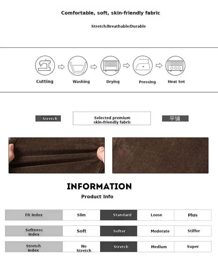 Middle-aged Brown Slim Fit Stretch Pants for Men — feature 7