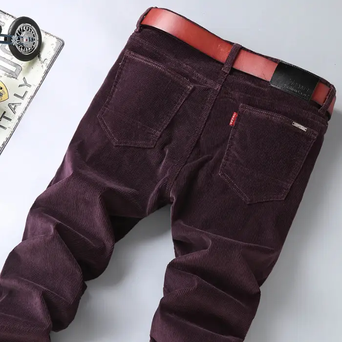 Middle-aged Brown Slim Fit Stretch Pants for Men