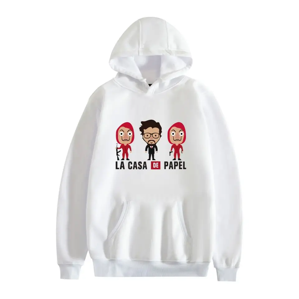 2019 New Paper Money House 3 Season Hooded Sweater Female Couple Long Sleeve Cartoon Male Fleece Lined Autumn Sweater