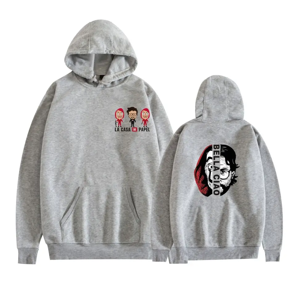 2019 New Paper Money House 3 Season Hooded Sweater Female Couple Long Sleeve Cartoon Male Fleece Lined Autumn Sweater