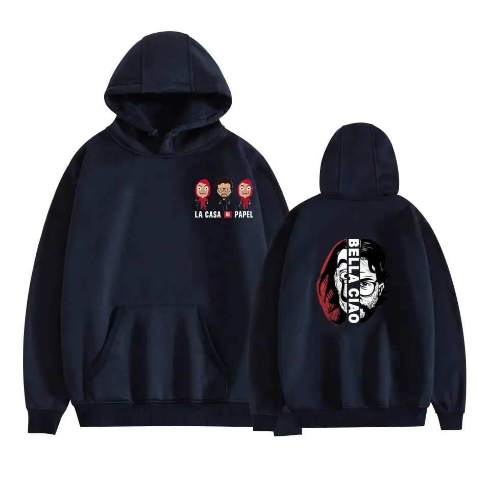 2019 New Paper Money House 3 Season Hooded Sweater Female Couple Long Sleeve Cartoon Male Fleece Lined Autumn Sweater