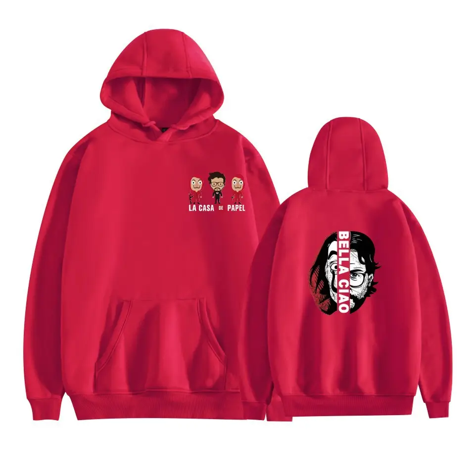 2019 New Paper Money House 3 Season Hooded Sweater Female Couple Long Sleeve Cartoon Male Fleece Lined Autumn Sweater