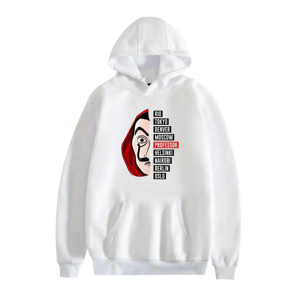 2019 New Paper Money House 3 Season Hooded Sweater Female Couple Long Sleeve Cartoon Male Fleece Lined Autumn Sweater