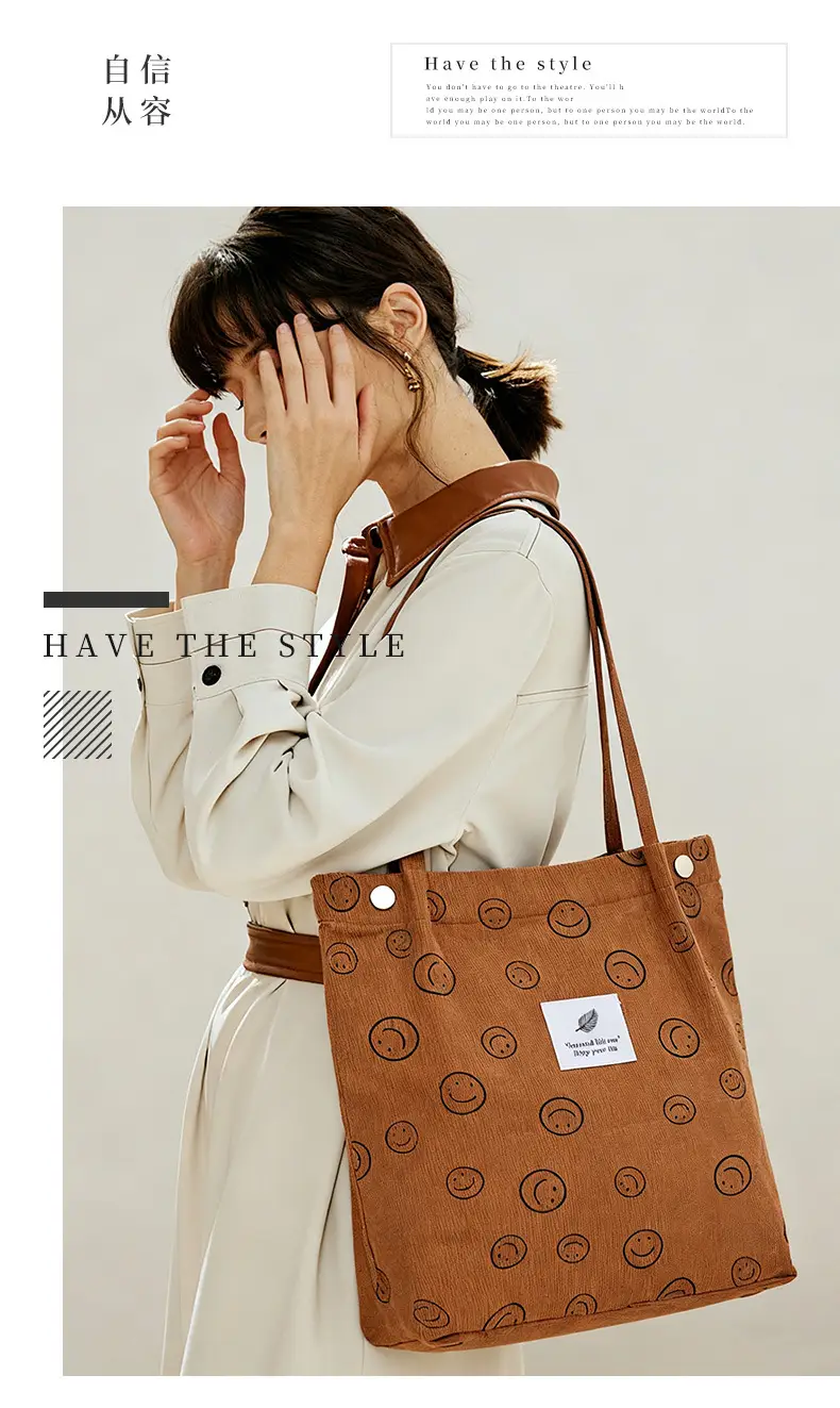 Women's Double Strap Canvas Travel Bag Brown — feature 16