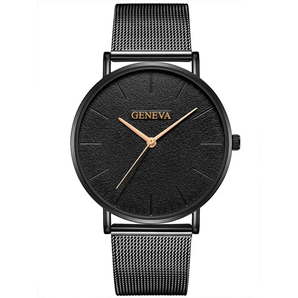 Geneva Men's Rose Gold Mesh Watch Black Dial - Image 12