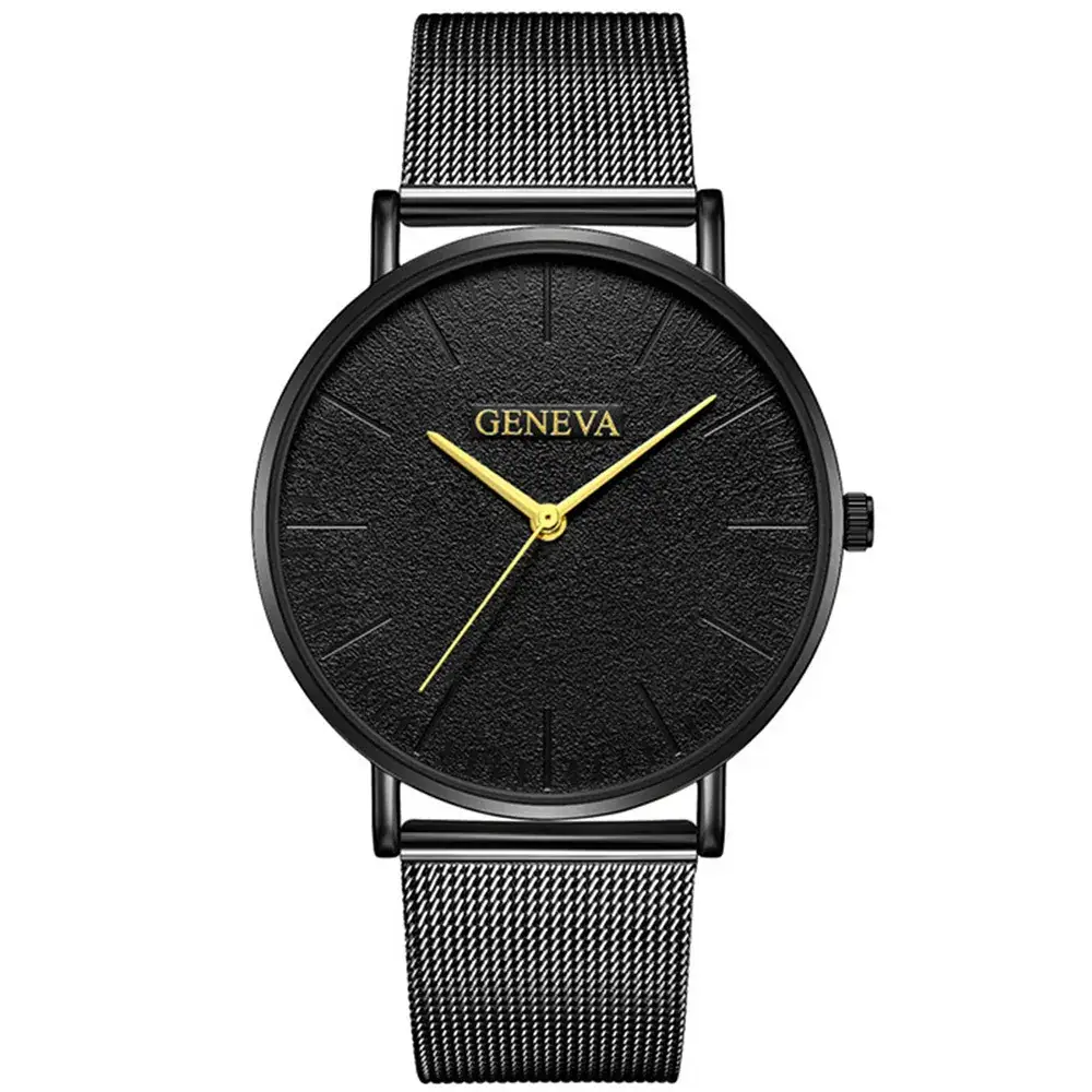 Geneva Men's Rose Gold Mesh Watch Black Dial - Image 13