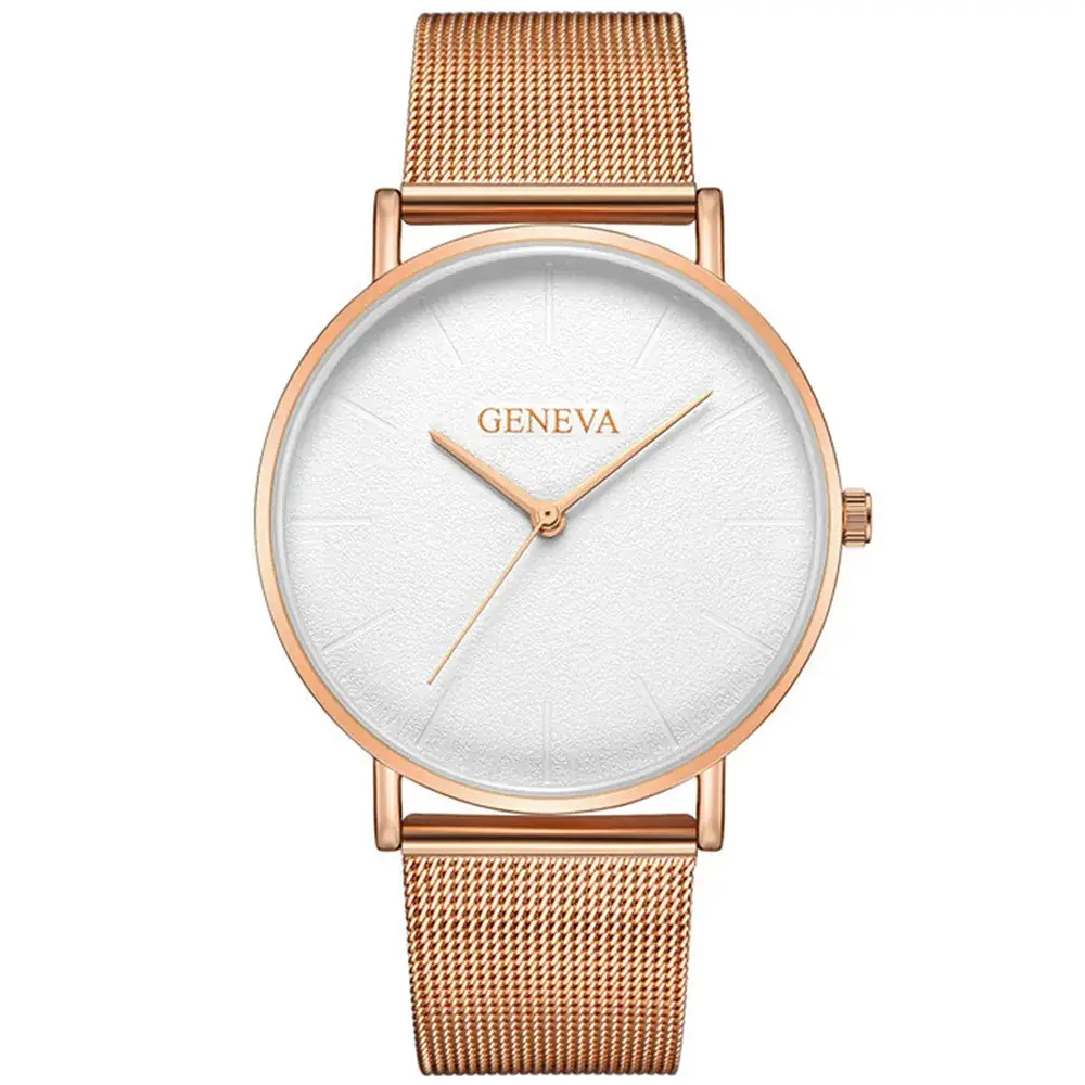 Geneva Men's Rose Gold Mesh Watch Black Dial - Image 8