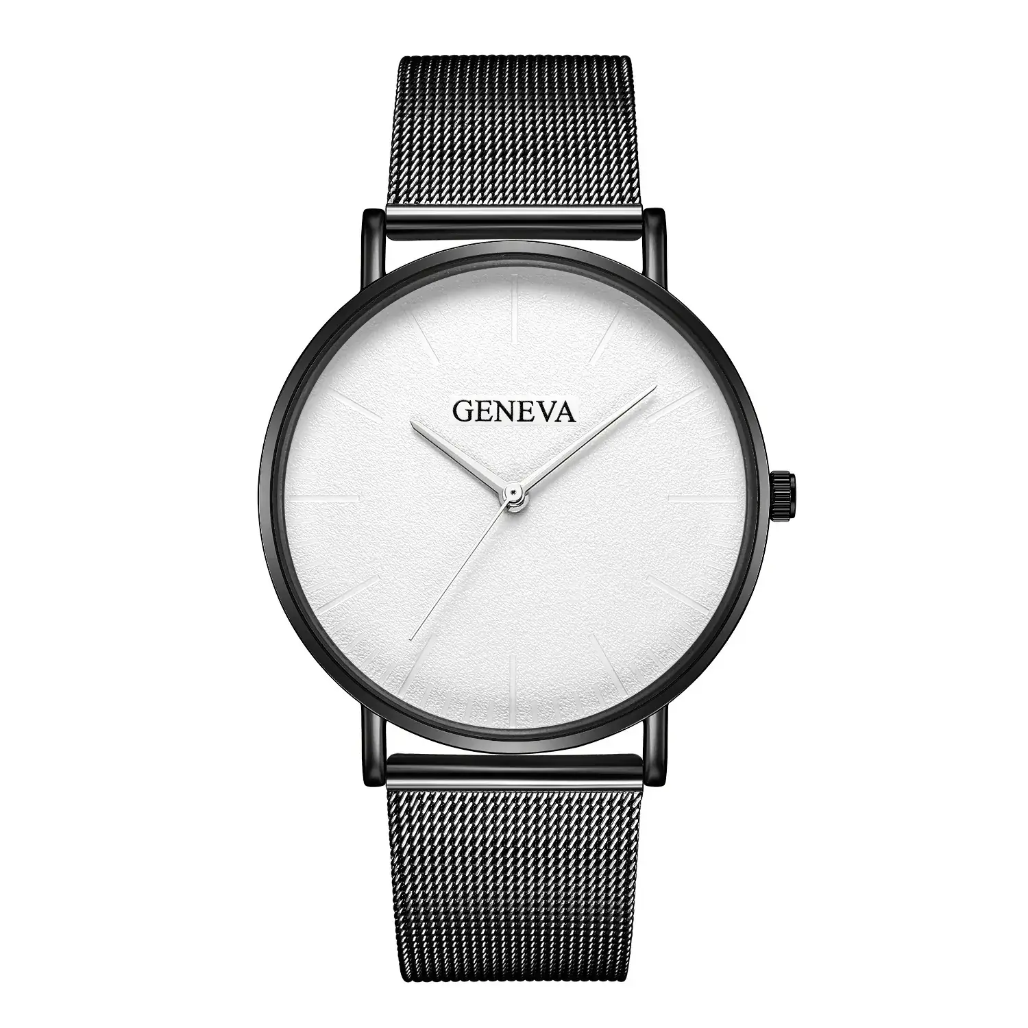 Geneva Men's Rose Gold Mesh Watch Black Dial - Image 9
