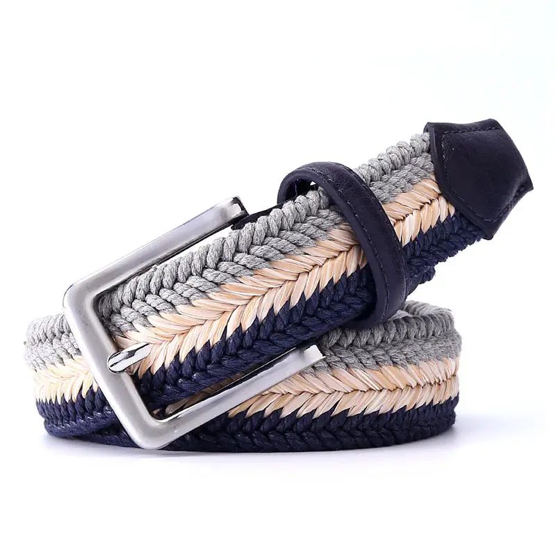 Men's Gray Woven Slim Fit Belt 140cm - Image 70