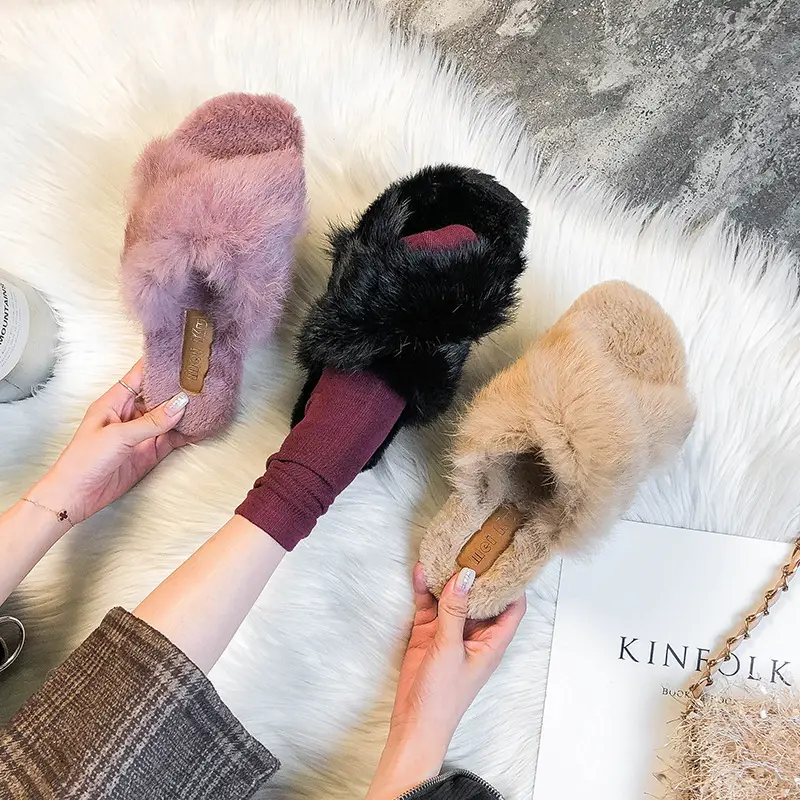 Women's 2022 Wool Faux Fur Slippers All Colors - Image 10