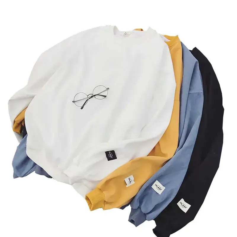 Men's White Loose Korean Style Long Sleeve Sweatshirt - Image 16