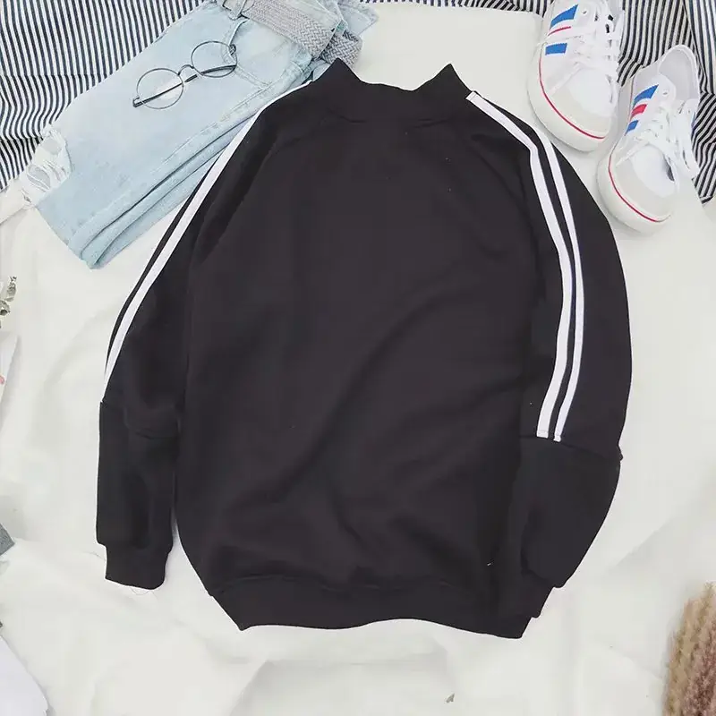 Men's White Loose Korean Style Long Sleeve Sweatshirt - Image 11