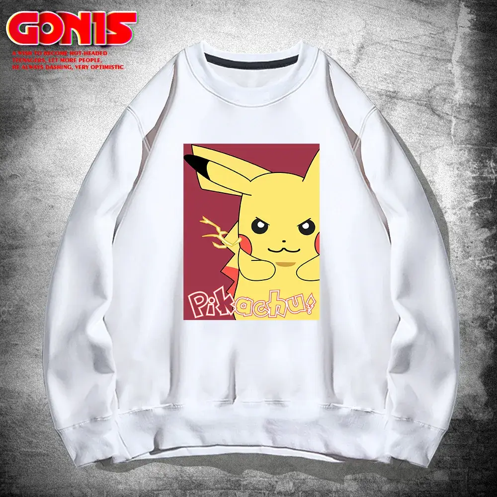 Pikachu Graphic Sweatshirt White for Men Women - Image 2