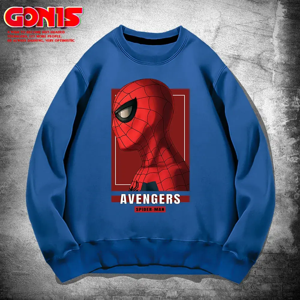 Men Avengers Spider-Man Crewneck Sweatshirt Grey - Image 5