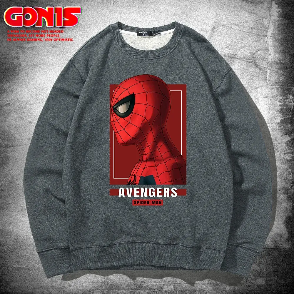 Men Avengers Spider-Man Crewneck Sweatshirt Grey - Image 8
